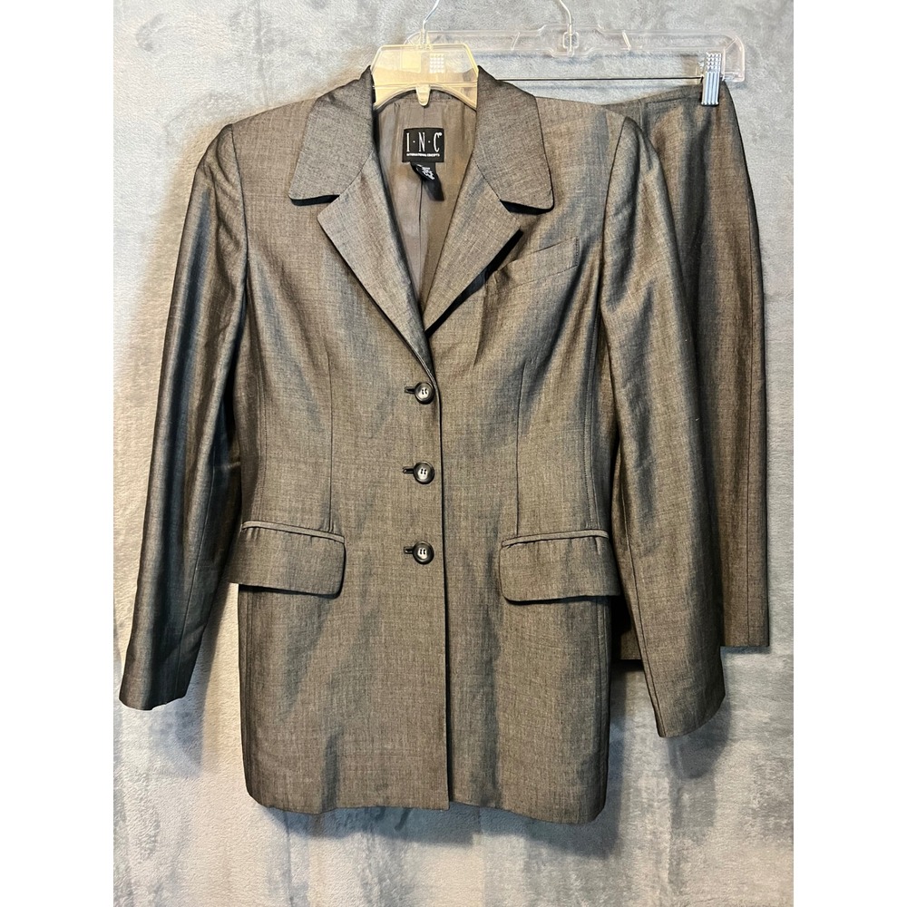 INC International Concepts‎ Women's Size 2 Gray Wool Blend Blazer Skirt Suit Set